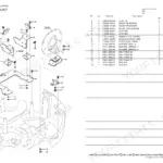 Yanmar VIO17-A, 3TNV74F-SPBV engine mount exploded view diagram and parts list with anti-vibration rubbers and hardware.