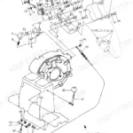 Yanmar VIO20-1 exploded view diagram of the accelerator one touch decel system and engine side parts.