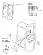 yanmar-vio20-2-crawler-backhoe-parts-catalog-y00k3762-cab-parts-126-1.webp Yanmar Vio20-2 cabin assembly exploded view diagram showing safety switch, mounting hardware, and frame components.