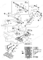 yanmar-vio20-2-crawler-backhoe-parts-catalog-y00k3762-hydraulic-parts-191-1.webp Yanmar Vio20-2 hydraulic oil pump, tank, and control valve piping diagram with numbered parts and hose connections.