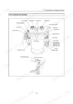 Yanmar ViO20 diagram showing operator controls, switches, travel levers, pedals, and cabin room lamp switch locations.