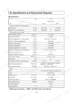 Yanmar ViO20 specifications table covering operating mass, working range, performance, and engine technical data.