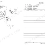 Yanmar VIO25-6A exploded view of engine muffler assembly, including exhaust pipe, guard, clamp, and hardware parts list.