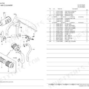 Yanmar Vio27-5B exploded view of muffler and air cleaner assembly with parts list and component reference numbers.