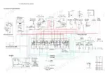 Yanmar ViO27-6 hydraulic circuit schematic showing control valve, pump, motors, cylinders, and relief valve pressure table.