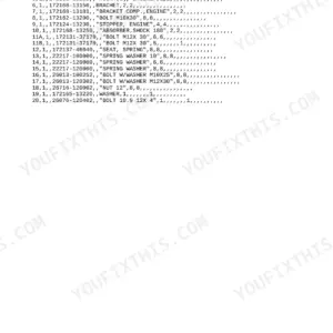 Yanmar VIO30-PR, VIO30-CR parts list for engine mounts, shock absorbers, and hardware with part numbers and quantities.