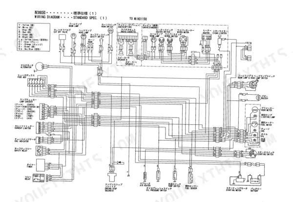 Yanmar VIO30-PR, VIO30-CR standard specification electrical wiring diagram showing fuse box, switches, and components.