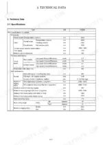 yanmar-vio33u-excavator-service-manual-mma85enma00101-specs-20.webp Yanmar ViO33U technical data table showing machine dimensions, traveling performance, and work performance specifications.