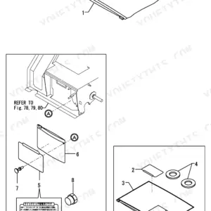 Yanmar Vio35-2 exploded view of quick hitch and PTO specification cover plates, seals, and mounting hardware components.