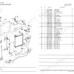 Yanmar VIO35-6A exploded view diagram and parts list for radiator and oil cooler assembly components.