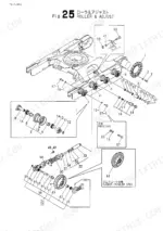 yanmar-vio40-1-crawler-backhoe-parts-catalog-y00k3483-chassis-parts-73.webp Yanmar Vio40-1 exploded view diagram of the undercarriage roller and track adjuster assembly with numbered parts list.