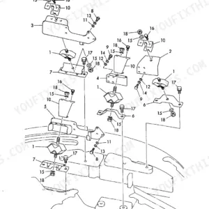 Yanmar VIO40-TW exploded view diagram of the engine mount assembly with numbered parts and hardware components.