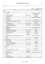 Engine, lubrication, cooling, and fuel system service data table with capacities and torque values.