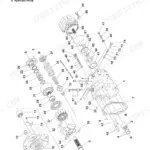 Yanmar ViO45-5, ViO55-5 exploded view diagram of the hydraulic pump assembly with numbered parts list.