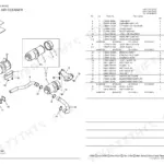 Yanmar Vio45-5B muffler and air cleaner exploded view diagram and parts list with component reference numbers.