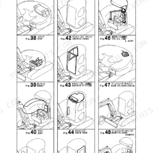 Yanmar VIO50-1 parts catalog index page 4/9 showing diagrams for cabin, seat, bonnet, hydraulic pump, and boom cylinder.