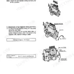 Yanmar ViO50-1 engine fuel injection timing adjustment procedure and pump diagrams showing oval holes and scale marks.