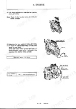 Yanmar ViO50-1 engine fuel injection timing adjustment procedure and pump diagrams showing oval holes and scale marks.