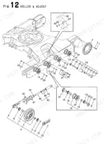 yanmar-vio50-2-crawler-backhoe-excavator-parts-catalog-000y00s4160-drivetrain-parts-36.webp Yanmar Vio50-2, Vio50-2 (EP), 4TNE88-EBVC exploded view of undercarriage track roller and adjuster components.