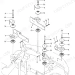 Yanmar Vio50-2, Vio50-2 (EP), 4TNE88-EBVC exploded view diagram of engine mount assembly and hardware components.