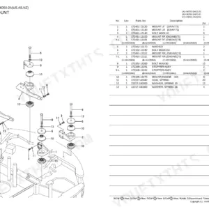 Yanmar Vio50-2A C(US), Vio50-2A P(US), Vio50-2A C(AS), Vio50-2A P(AS), Vio50-2A C(NZ), Vio50-2A P(NZ) engine mount parts list.