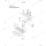 Yanmar ViO50-6B, Vi050-6B exploded view diagram of engine cylinder head components, valves, and rocker arm assembly.