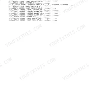 Yanmar VIO50-CR, VIO50-PR parts list for engine mounts, brackets, bolts, and washers with part numbers.