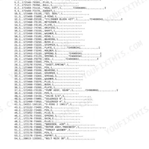 Yanmar ViO55, Vi055 parts list for hydraulic pump assembly, gear pump, solenoid valves, and internal engine components.