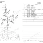 Yanmar VIO70 engine mount exploded view diagram and parts list showing brackets, bolts, washers, and stopper assembly.