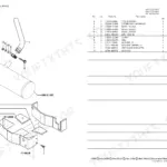 Yanmar VIO75-C muffler exploded view diagram and parts list including exhaust pipe, manifold cover, and mounting hardware.
