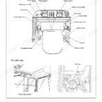 Yanmar ViO75 diagram of operator controls, switches, pedals, and cabin interior components.