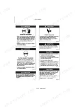 yanmar-vio80-excavator-service-manual-0bkb3-g80002-error-codes-78.webp Yanmar ViO80 engine service manual page showing safety caution labels for coolant, pinch, flying object, and fuel hazards.