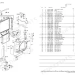 Yanmar VIO82 radiator exploded view diagram and parts list including hoses, clamps, shroud, and mounting hardware.