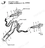 yanmar-yb10-2-excavator-parts-catalog-y00k2301-hydraulic-parts-14.webp Yanmar YB10-2, Excavator YB, Fig 7 exploded view of lower hydraulic oil piping, hoses, fittings, and pump connections.