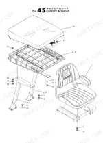 yanmar-yb201-to-yb201uz-mini-excavator-parts-catalog-000y00k2032-cab-parts-93.webp Yanmar YB201, YB201U, YB201Z, YB201UZ, YB201(U), YB201 (Z), YB201U (Z), 3T75H-LTBS exploded view of canopy and seat assembly.
