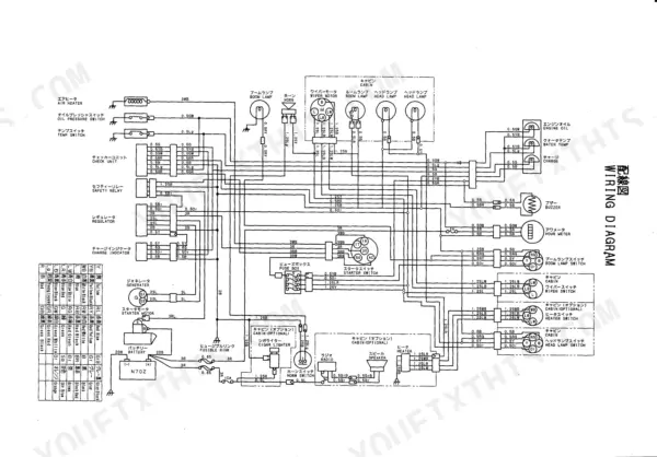 Yanmar YB221U, YB221UZ, B22, B22-1, B22-P(R), YB221-UZP(R), B22-C(R), YB221-UC(R) electrical system wiring diagram.