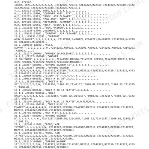 Yanmar YB271, B27-1 parts list for air cleaner, intake hoses, and mounting hardware with part numbers and descriptions.