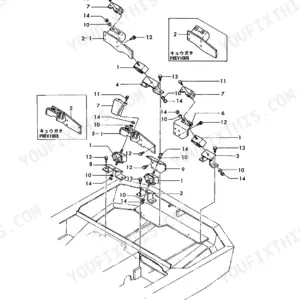 Yanmar B27 engine mount exploded view.