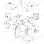 Yanmar YB301, YB351, YB301-1, YB301-2, YB351-1, YB351-2, YB301-UZ, YB351-UZ, YB301-1,-2, YB351-1,-2 engine mount and muffler support.