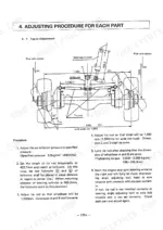 Yanmar YB401W, Wheel Backhoe toe-in adjustment procedure diagram showing steering cylinder, bellcrank, and tie rod components.