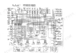 yanmar-yb401w-yb401w-2-wheel-backhoe-parts-catalog-000y00k2251-wiring-5.webp Yanmar YB401W, YB401W-2 wiring diagram showing electrical circuits for lighting, gauges, switches, and starting system.