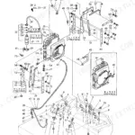 Yanmar YB451, YB501, YB451-2, YB501-2 crawler backhoe exploded view of engine mount and radiator assembly components.