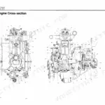 Engine cross-section diagram with numbered parts list for the Yanmar YSM8 and YSM12 marine diesel.