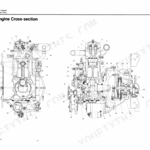 Engine cross-section diagram with numbered parts list for the Yanmar YSM8 and YSM12 marine diesel.