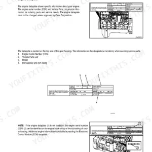 Cummins 24 Valve, 8.3 Liter Engine identification page showing engine dataplate location diagrams and serial number details.