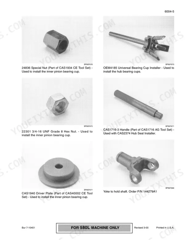 Case 570LXT repair manual - OEM4185 Universal Bearing Cup Installer - Used