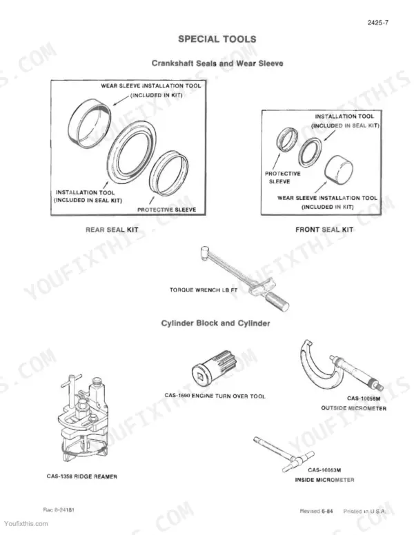 Case 580E repair manual - Special Tools