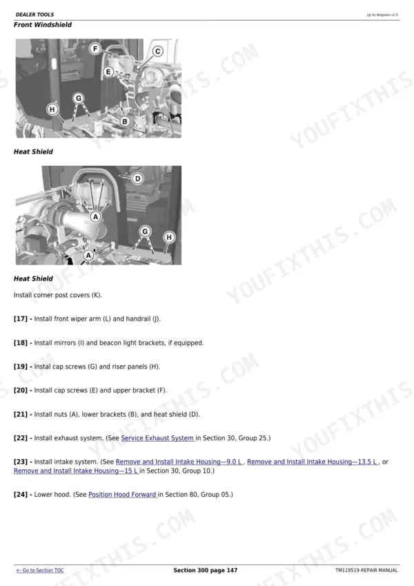 John Deere 9R/9RX Series Repair Manual - Dealer Fabricated Tools
