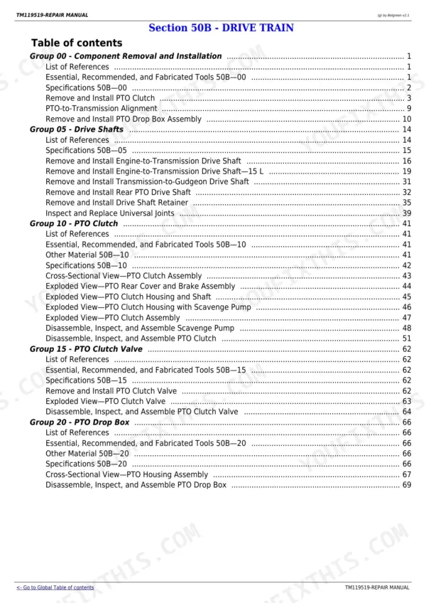 John Deere 9R/9RX Series Repair Manual - Drive Train and PTO
