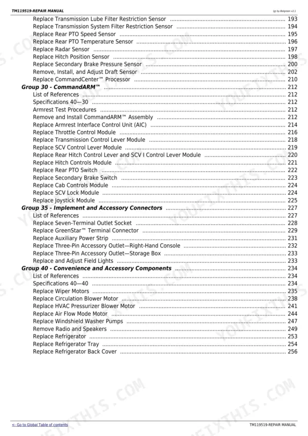 John Deere 9R/9RX Series Repair Manual - Electrical: Harnesses, Charging and Starting